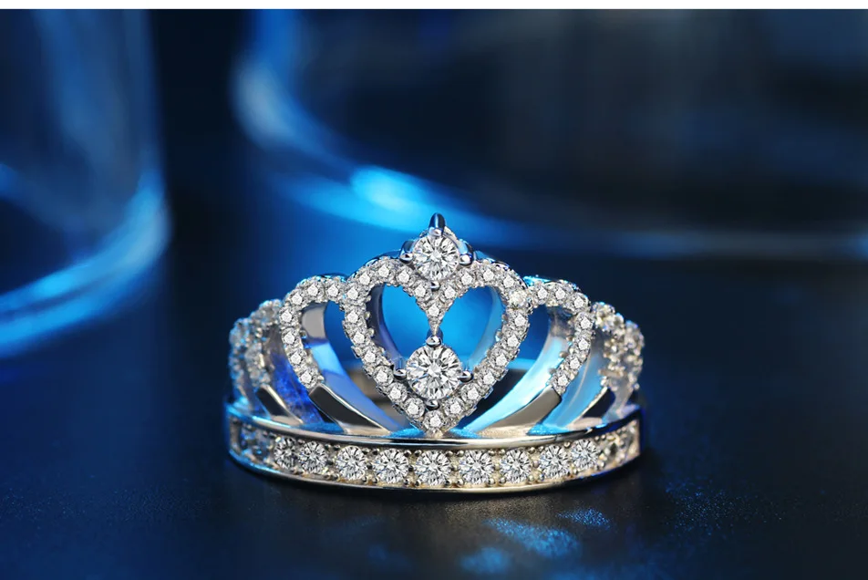 Романтические ювелирные изделия из белого золота женские кольца в виде короны ручной работы 1.5ct имитация Cz обручальное кольцо для женщин подарок jz10