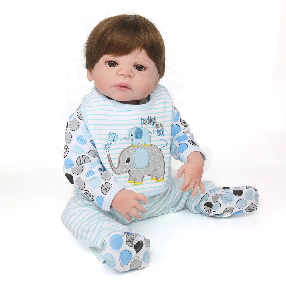 

KAYDORA 22 inch 55cm Full Silicone Reborn Baby Dolls Vinyl Alive Lifelike Blonde/Brown Wig Realistic Babies Toys Birthday Gift