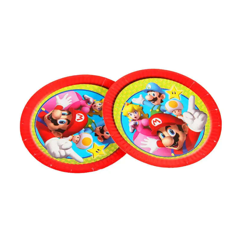 

10pcs/lot Baby Shower Super Mario Theme Happy Birthday Party Decoration Napkins Tableware Set Plates Cups Events Dishes Glass