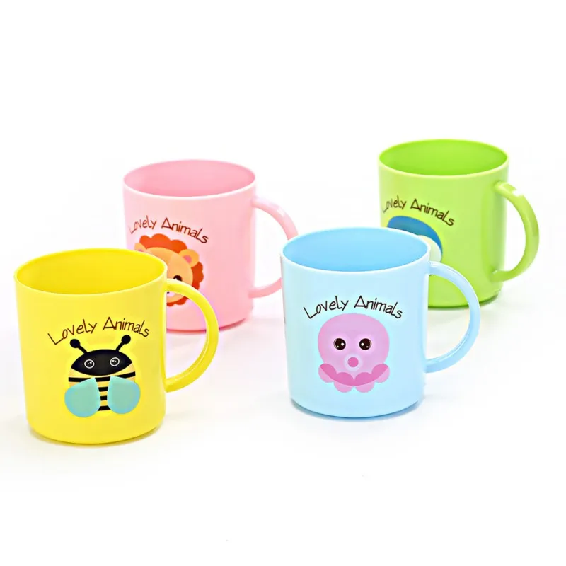 Cute Plastic Kids Cup Newborn Anti Fall Drinking Cups Cartoon Animals