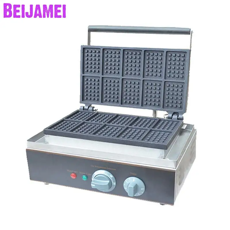 

BEIJAMEI 110V 220V single heating plate square shape electric waffle baker machine Commercial belgian waffle maker machine