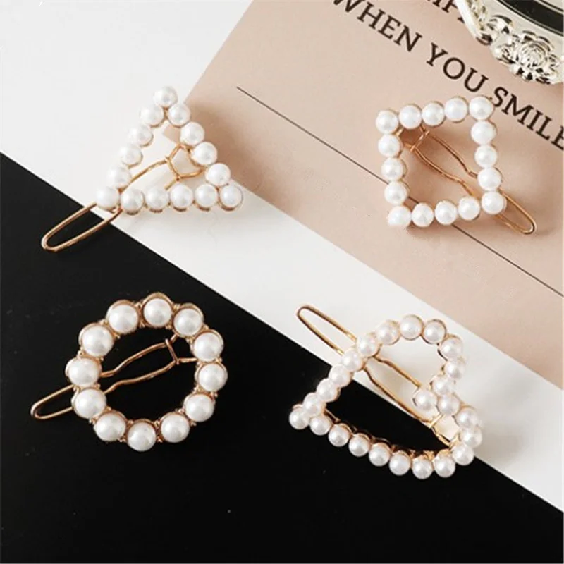 

Summer New Women Pearl Hair Clips Hair Barrettes Geometric Hairpin Fashion Hairgrip Hair Accessories For Lady Girls Headwear