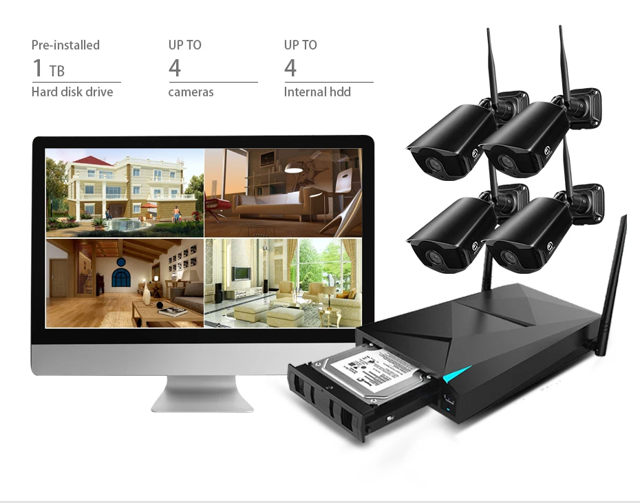 JOOAN, беспроводная система безопасности, 4CH CCTV NVR, 1080 P, wifi, камера безопасности, набор, уличная ip-камера, комплект видеонаблюдения