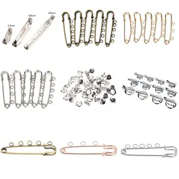 

10pcs 5 Holes Silver Golden Brooches Base Findings DIY Pins And Brooches For Jewelry Making Fit Baby Gifts DIY