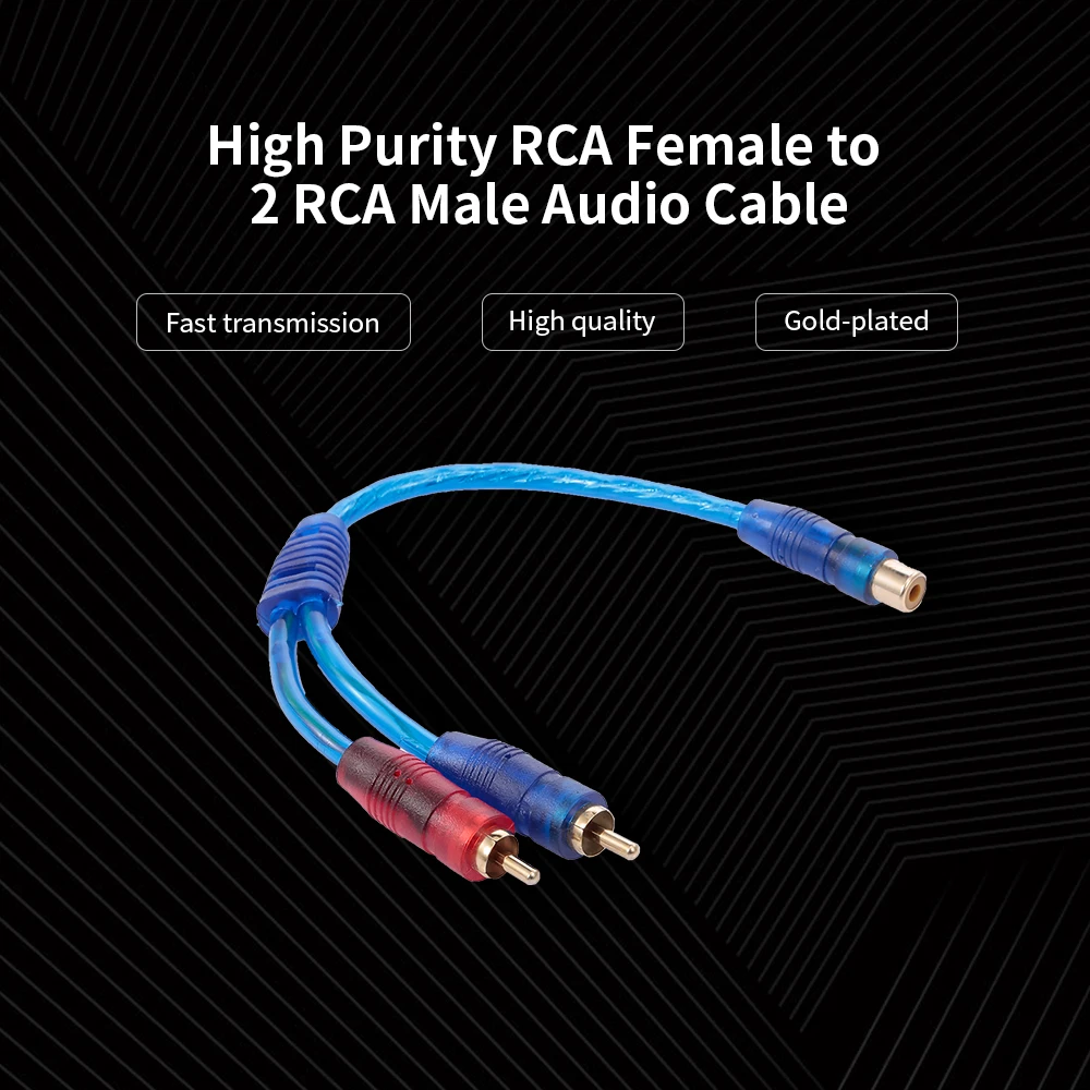 1 RCA на 2RCA мужской стерео аудио кабель позолоченный для