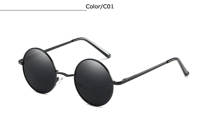 Брендовые дизайнерские классические круглые солнцезащитные очки для мужчин и женщин, поляризованные линзы, металлическая маленькая оправа, ретро очки для вождения, солнцезащитные очки UV400 Oculos - Цвет линз: T810 C1