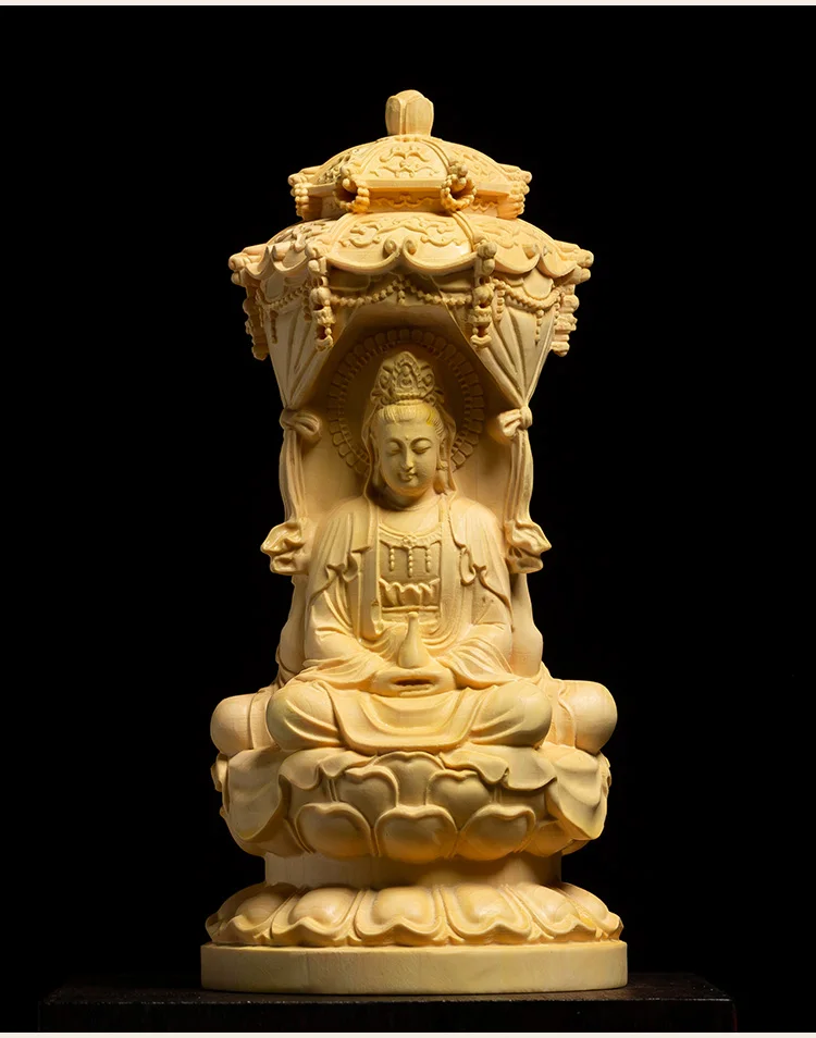 Три стороны Amitabha, Guanyin, Bodhisattva Buxus резьба по дереву Западная thress Gods деревянная домашняя статуя Будды твердые деревянные украшения