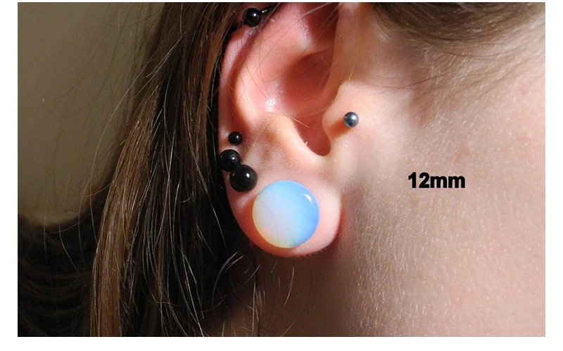 BODY PUNK Plugs And Tunnels Organic Natural Polished Stone Ear Plug Double Flare Gauges 5mm-25mm Body Jewelry Piercing PLG 046  (11)