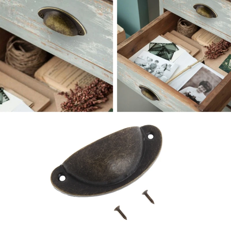 

Antique Cupboard Cabinet Knob Cup Drawer Furniture Kitchen Door Shell Pull Handle AUG28-A