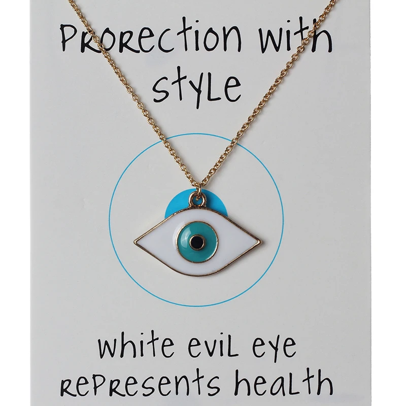 

EVIL EYE 1pc 28*19mm Alloy EVIL EYE Charms Wish Card Necklaces GOLD Silver Links For Women Jewelry Gift With Wish Card CN104