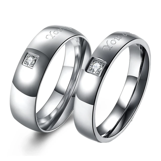 2pcs pair stainless steel wedding rings couples rings for lovers women and men engagement promise ring - Wedding Rings For Couples 2pcs pair stainless steel wedding rings couples rings for lovers women and men engagement promise ring - Wedding Rings For Couples