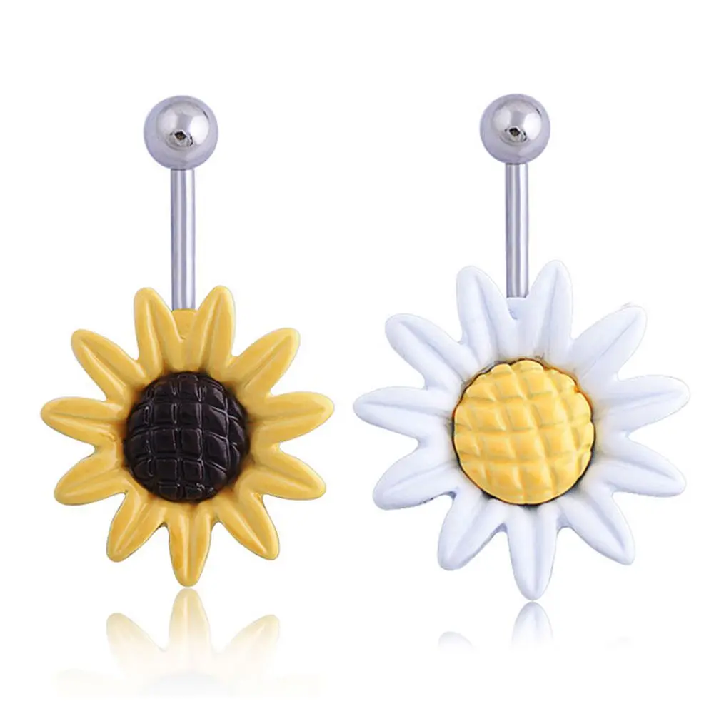 Buy Fashion 1PCs Daisy Flower Belly Button Rings Body