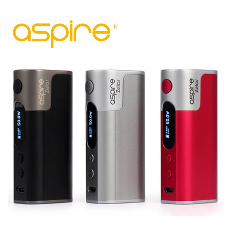 

Aspire Zelos 50W TC Box Mod Battery 510 thread vape mods built-in battery e cigarette mod ecigarette VW/VV/bypass mode vaper mod