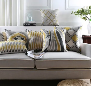 

Nordic Style Geometric Decorative Sofa Throw Pillowcase Yellow Grey Zebra Floral Printed Cushion Cover Almofadas Cojines