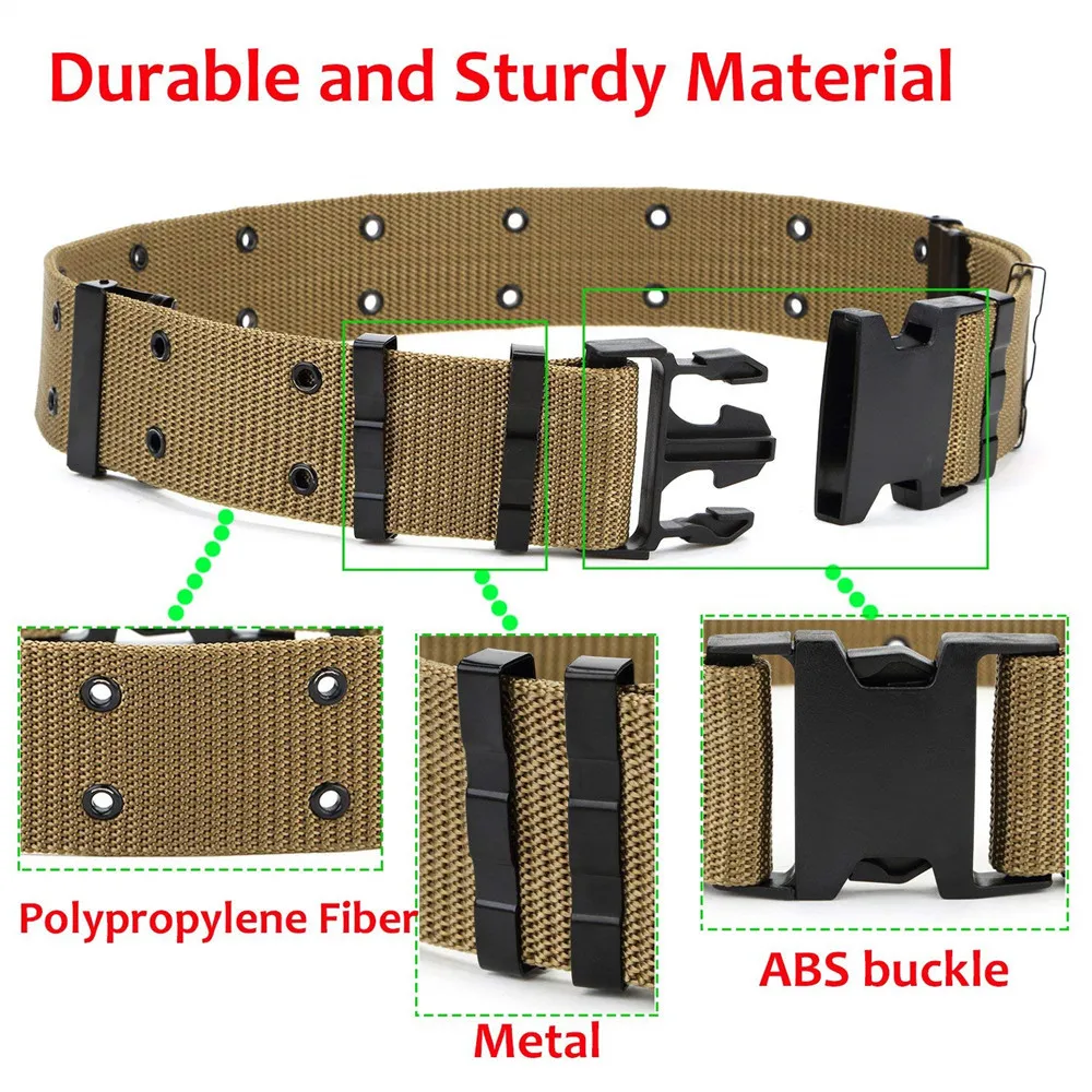 Мужские тактические тканевый ремень, цвет хаки практичный открытый Армейский Камуфляж мужской пояс с пластиковой пряжкой военный
