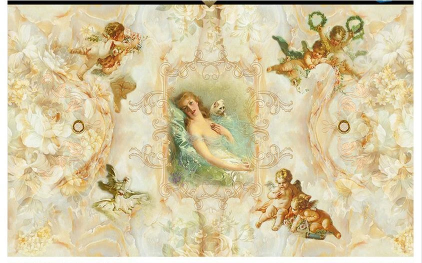 カスタマイズされた3d写真の壁紙3dテレビの壁紙壁画天使の愛のヨーロッパ絵画壁紙リビングルームの壁紙decration Mural Angel Photo Wallpaper 3d3d Photo Aliexpress