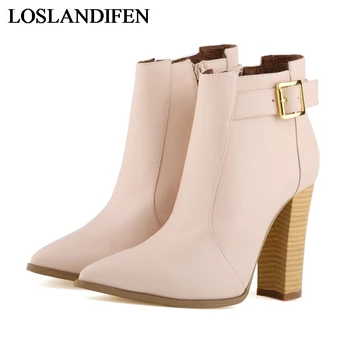 

2018 New Arrival Blue Red Black Women Ankle Boots Sexy Ladies High Heel Winter Plush Booties Fashion Warm Shoes NLK-A0104