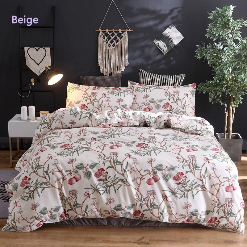 WAZIR الزهور و العشب أنماط الفراش مجموعة لحاف غطاء وسادة حالة نوم ثلاثة قطعة مجموعة