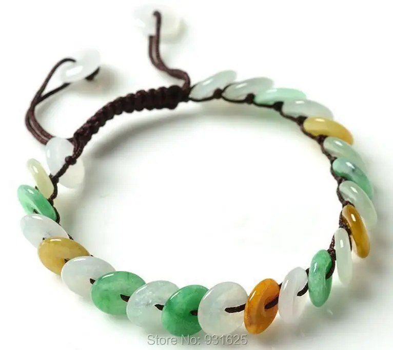 

Natural Grade A FeiCui Multicolor Round Buckle adjustable Bracelet Handmade Woman's Gift Bracelets + certificate