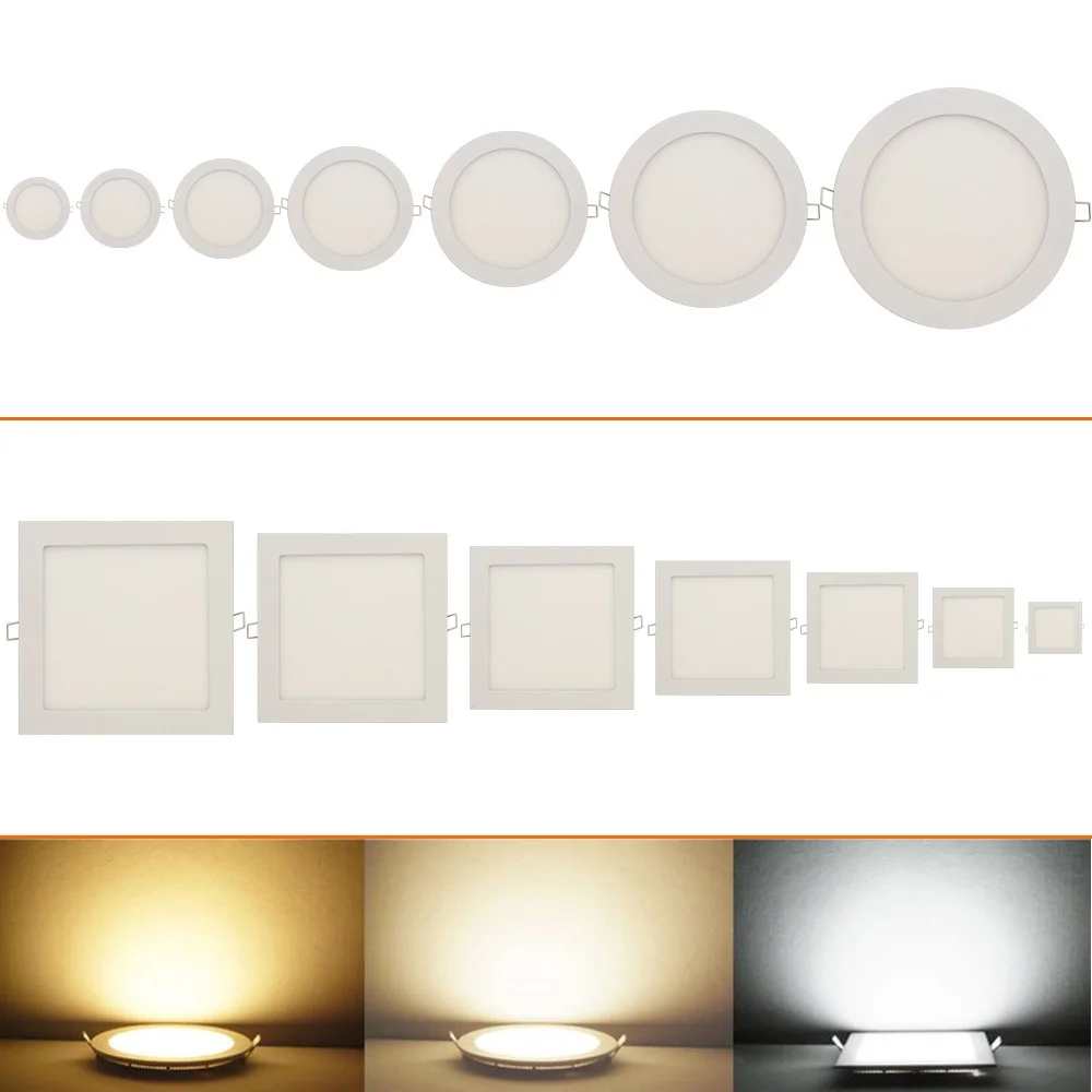 

Ultra Thin 3W 4W 6W 9W 12W 15W 18W LED Ceiling Light Recessed LED Lamp AC85-265V SMD2835 Round/Square LED Panel Light