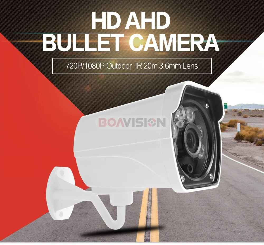 AHD 1.0MP 720P HD CCTV Bullet Security Camera Waterproor Outdoor 4IR NightVision