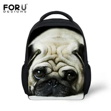 Forudesigns niños mochila 3d pug dog animal mini back pack para muchachos de los niños de kindergarten bebé mochila estudiante mochila infatil