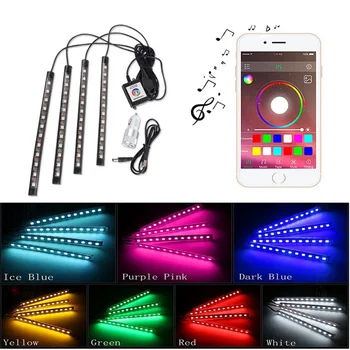 

Homeyard 4-Piece 7 Color Car Auto Atmosphere Underdash LED Interior Lights Lamp Kit with Bluetooth Controller & Timing & Music