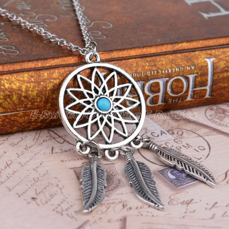 

2 Style Dream Catcher Pendant Dreamcatcher Necklace Women Bohemia Tassels Feather Jewelry Accessories Statement Chain Choker