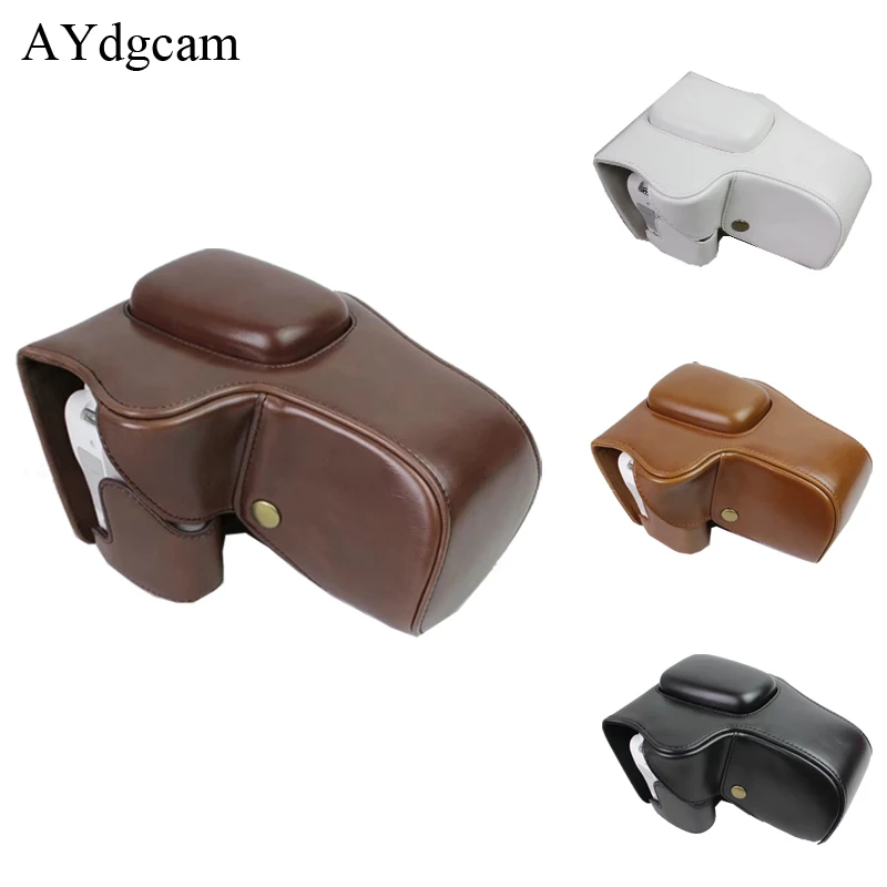 Aydgcam Искусственная кожа Камера сумка чехол с ремешком для Canon 200D кожи чёрный