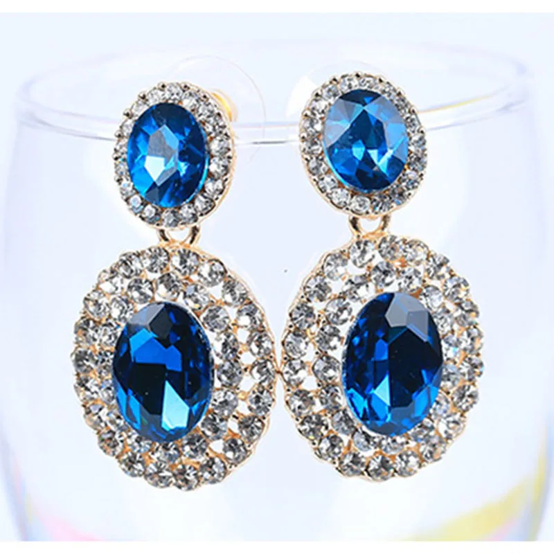 JIOFREE Fashion Rhinestone Statement Alloy Clip on Earrings No Hole Ear Clip for Women Girl Crystal Earring Jewelry wholesale