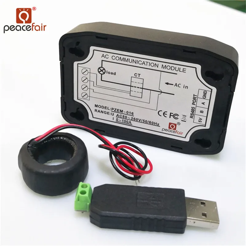 Новейший измеритель электроэнергии переменного тока Peacefair RS485 Modbus 220 В Вольт