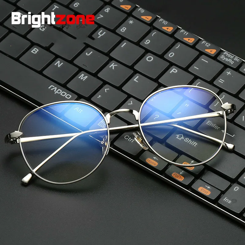 

Brightzone Retro Glass Fashion Round Gaming Glasses Literature Blue Light Blocking Spectacle Frame Computer Technology Metal