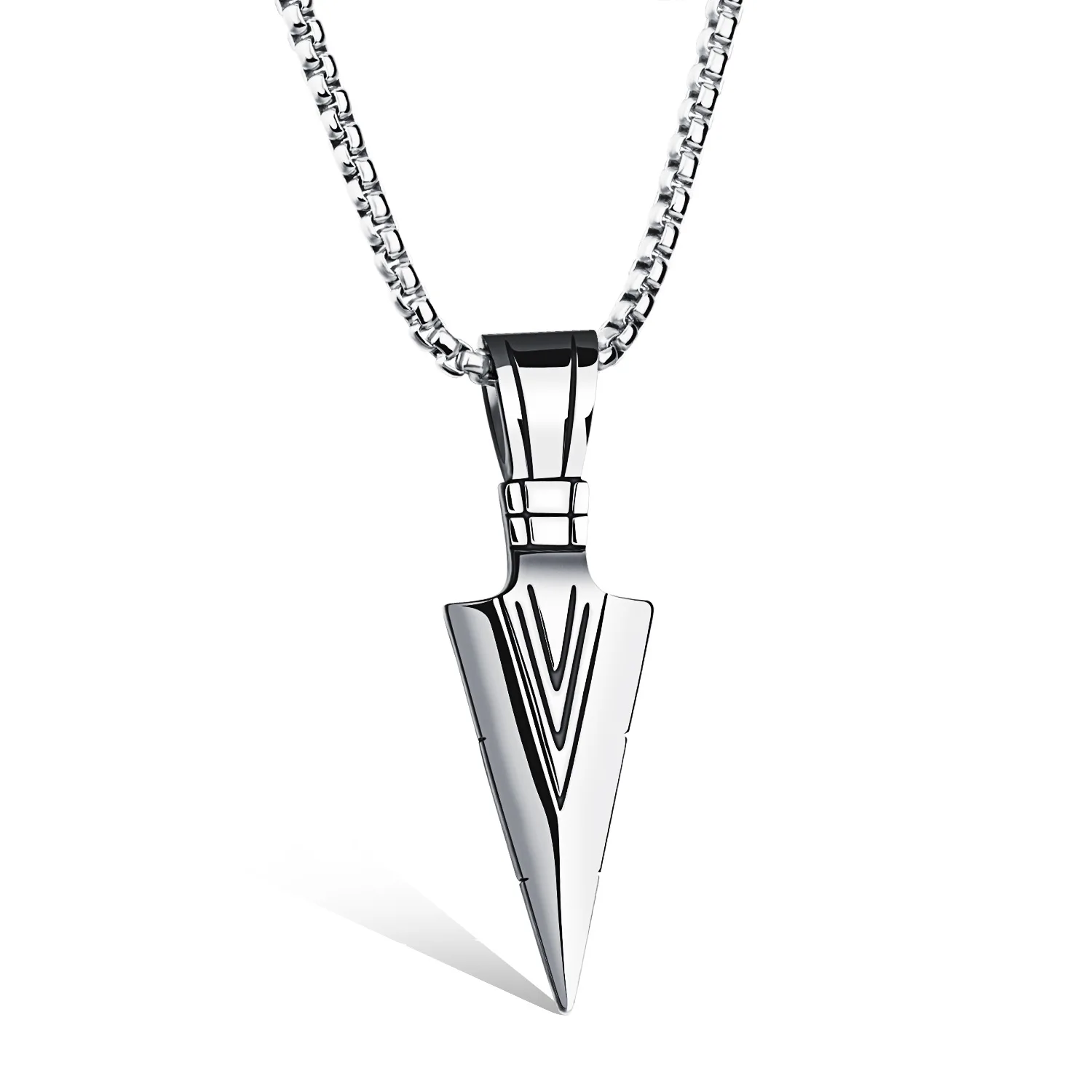 

Trendy Stainless Steel Arrow Design Pendant Men Necklace With Box Link Chain 316L Steel man Jewelry Accessories Gift