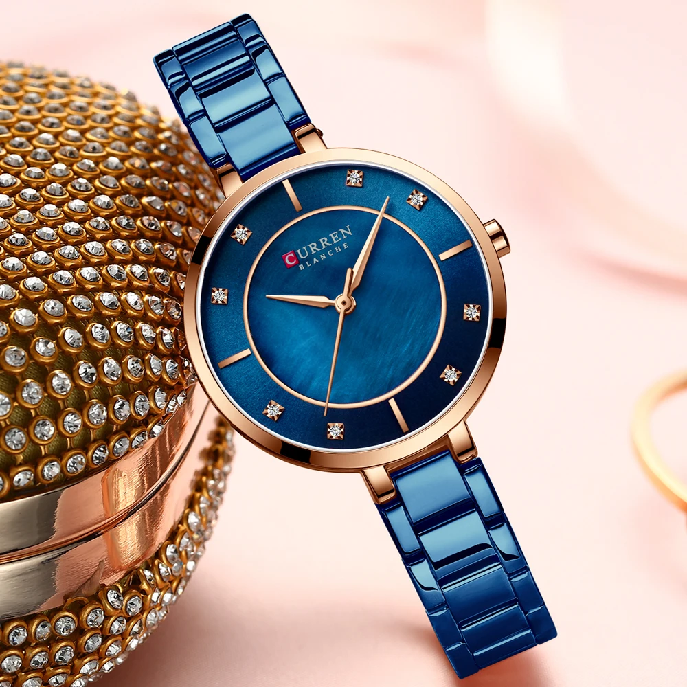 Marca de Luxo Relógios de Pulso para Mulher Curren Relógios Femininos Moda Casual Senhoras Relógio Feminino Quartzo Diamante Senhora Pulseira