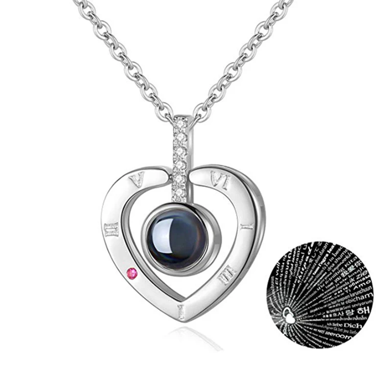 Ожерелье I Love You, 100 языков, сердечко, любовь, ожерелье, ожерелье с подвеской для женщин, подарок на день матери - Окраска металла: A-Silver