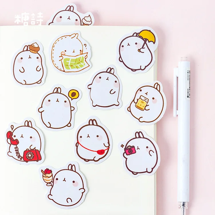Милые Molang кролик наклейки этикетки Набор Декоративные Канцелярские наклейки Скрапбукинг DIY дневник альбом лейбле палки