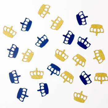 

Crown Confetti, party supplies, Little Prince Party,gold and navy blue party table decor, baby shower confetti,glitter gold