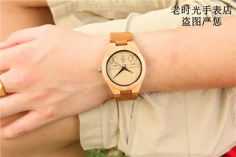 Hotime C19 мужские Часы половина Вышивка Крестом Картины Bamboo Часы известный бренд кварц watch для Женская мода подарок часы oem