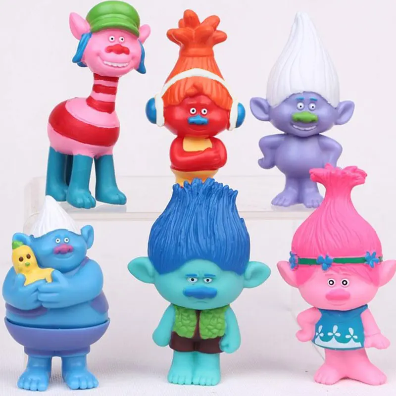 

6pcs Trolls Figure Play Set Movie Cartoon Magic Long Hair Dolls Kids Toys Gift