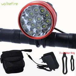 Walkefire Lanterna велосипед лампа Водонепроницаемый Перезаряжаемые Велоспорт передний свет 10x XML U2 LED Велосипедный Спорт лампы + 18650 Батарея пакет +