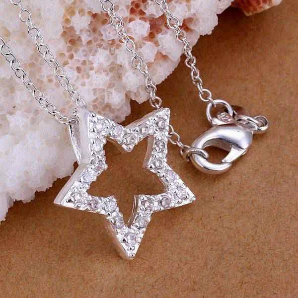 

Free Shipping silver plated Necklace, sterling-silver-jewelry Inlaid Star /DACFZNHA DACFZNHA