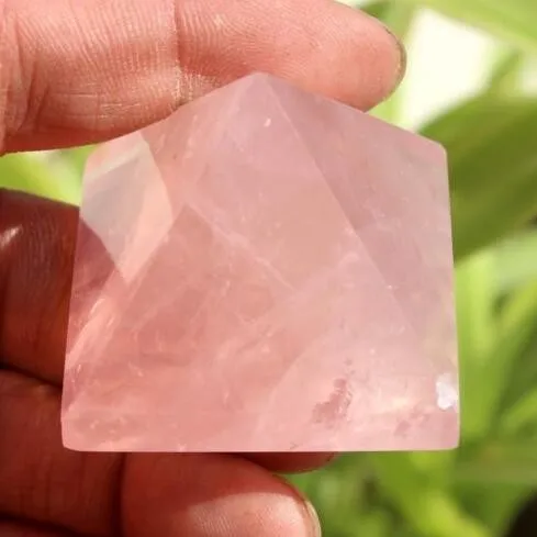 factory carved technique 6 sides rose quartz crystal singing pyramid for healing (3)