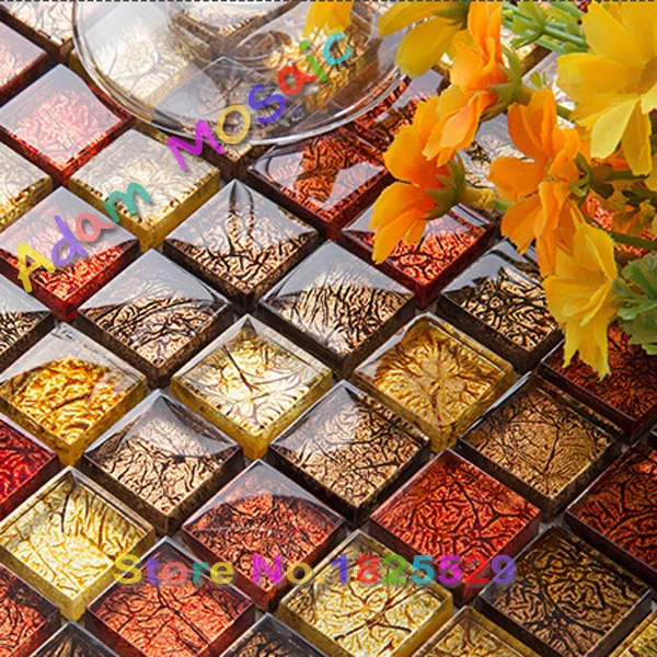 Chimenea de pared de baldosas de vidrio de cristal rojo diseño multi