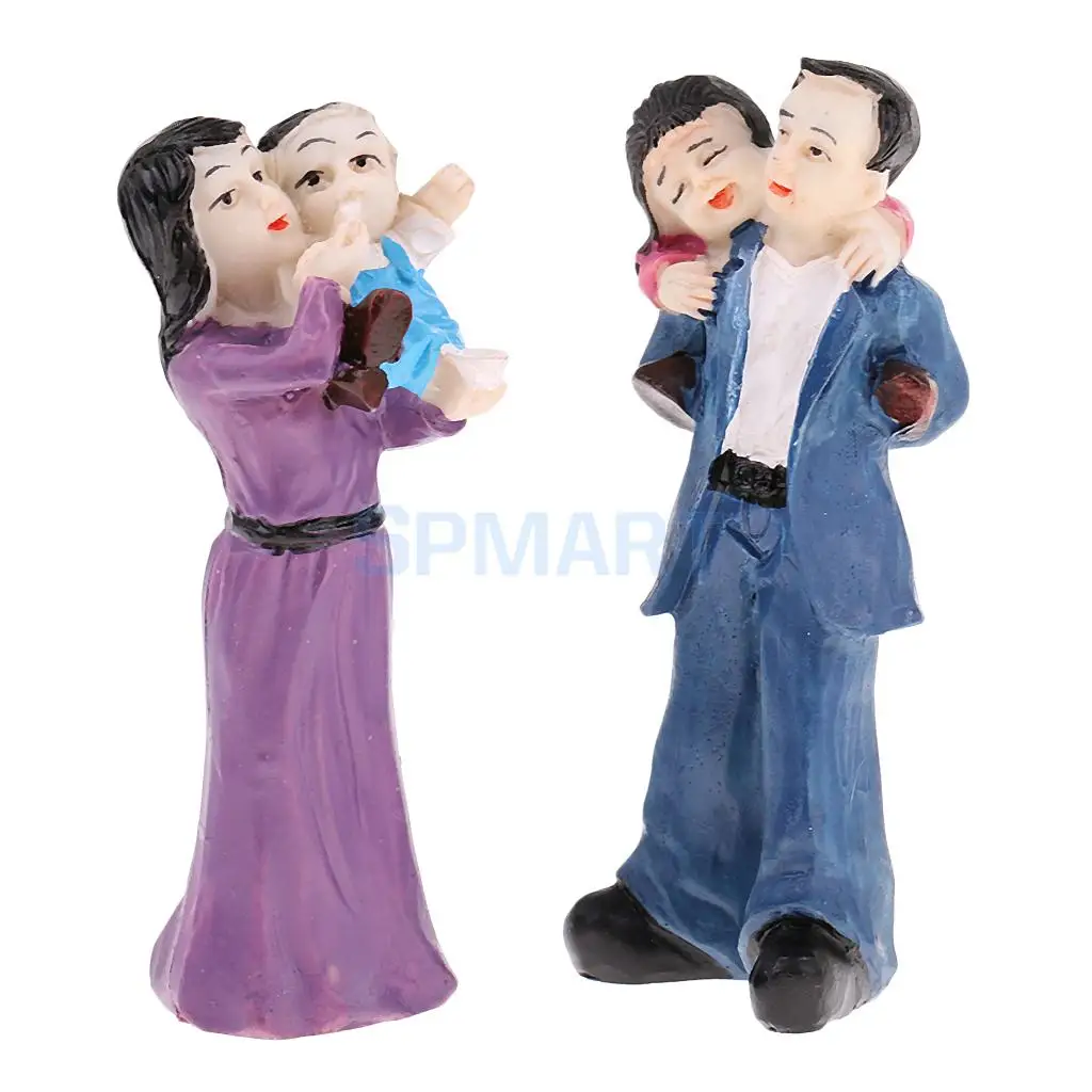 1 Set Resin Family Father Mother Children Model Miniature Statue for Sandplay Sand Table Game Parts Kids Toys Craft