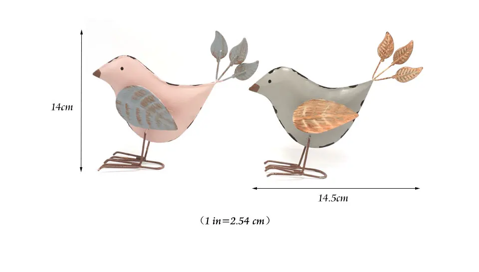 Винтажное украшение для дома, пара милых металлических подставок, крылья в виде птиц и листьев, аксессуары для украшения дома, ремесла, розовый, серый цвет, для дома и сада