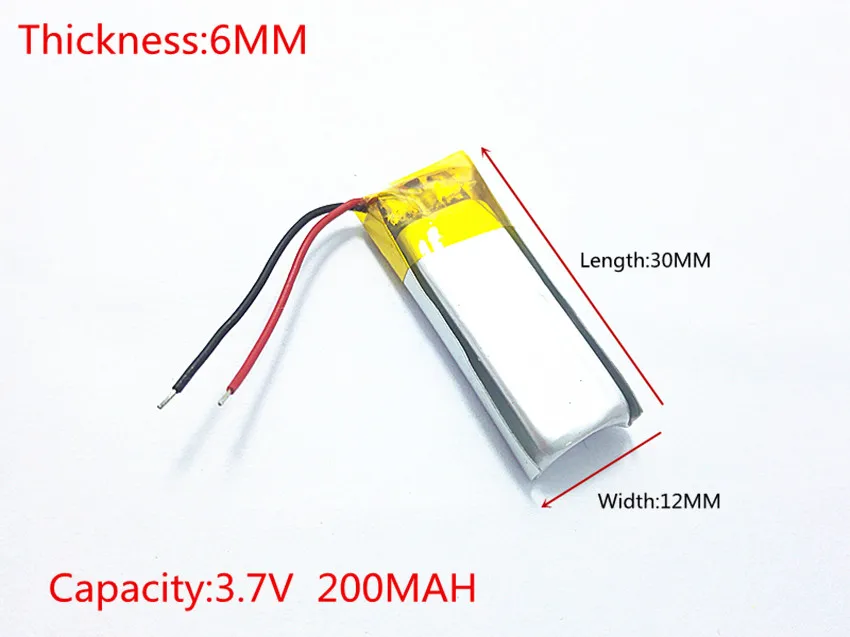 Polymer battery 200 mah 3.7V 601230 smart home MP3 speakers Li-ion battery for dvr,GPS,mp3,mp4,cell phone,speak