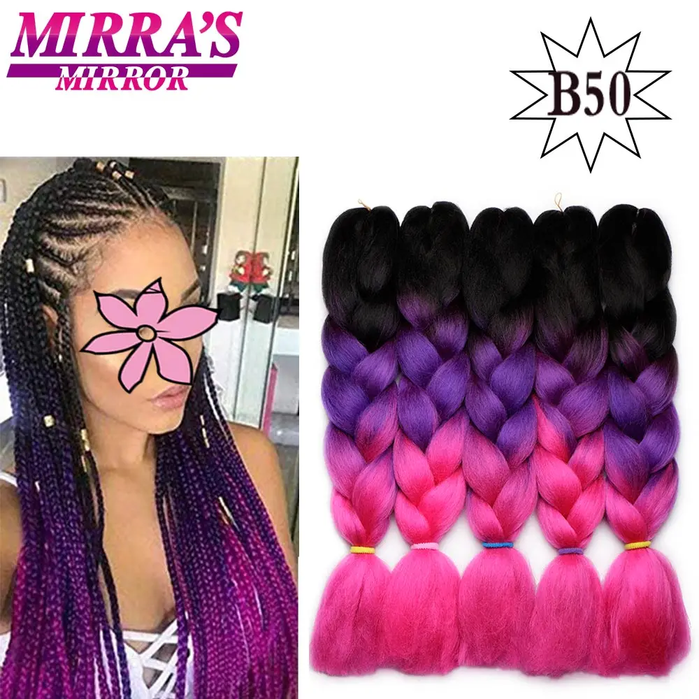 Mirra's зеркало Омбре вязанные волосы синтетические плетеные волосы для наращивания длинные огромные косы синий красный зеленый серый волосы три/два тона