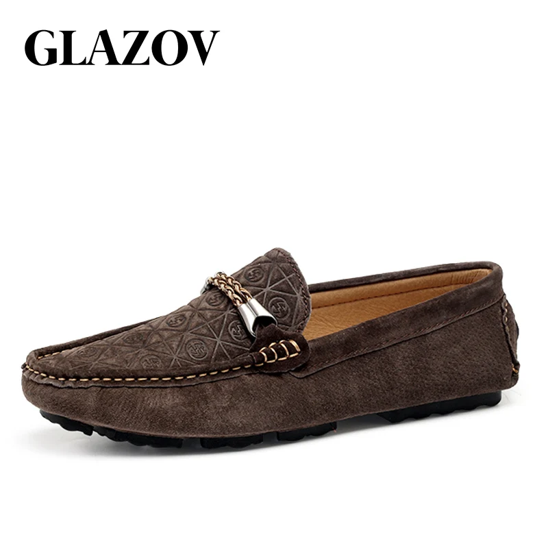 

GLAZOV High Quality Genuine Leather Men Shoes Nubuck Leather Men Loafers Fashion Summer Mens Shoes Casual Shoes Suede Driving