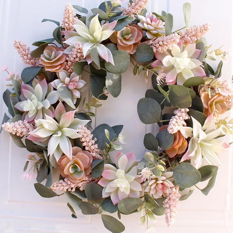 

for Home Garden Christmas Wedding Decoration Floral Artificial Wreath Door Trim Ornament Hanging Succulent Fake Flower Garland