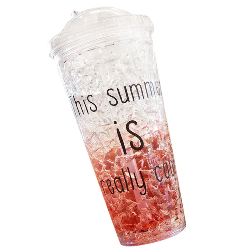 Летние стаканы, пластиковые стаканы для воды с крышкой, холодильные стаканы для льда, 450 мл/550 мл, дропшиппинг, июнь#06 - Цвет: 550ml